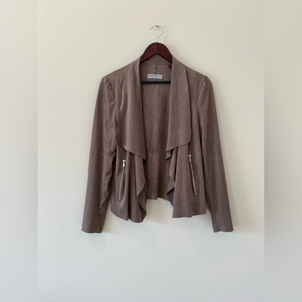 Bagatelle Collection Top Light Jacket Large Open Front Lapel Zippered Pockets
